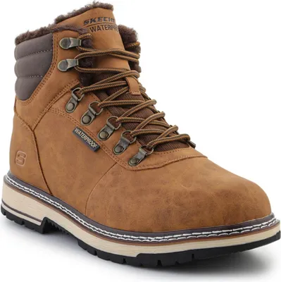 A single brown boot is shown against a white background.
