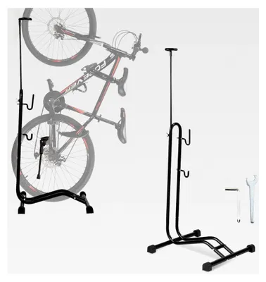 Produktbild von 3-in-1 Fahrradständer für Boden, geeignet für Fahrräder von 20 bis 29 Zoll, Wartungsständer für waagerechte und senkrechte Einhängung, höhenverstellbar für Vorderrad oder Hinterrad