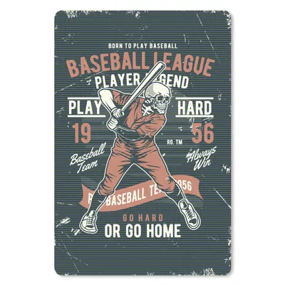 Produktbild von MuchoWow® Mauspad Mousepad Vintage - Totenkopf - Baseball 18x27 cm - Mousepads - Maus Mat - Pad - Mausunterlage