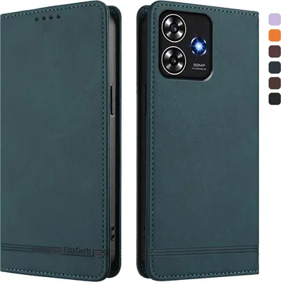 Image de Etui pour ZTE Blade A73 4G, étui rétro en cuirPolyuréthaneavec support et fentes pour cartes de crédit Vert