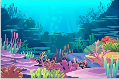 Produktbild von MuchoWow® Poster Meer - Korallen - Unterwasserwelt - Illustration 60x40 cm - Schlafzimmerdekoration