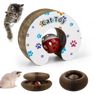 Immagine prodotto di Giocattolo per gatti in cartone 2-in-1 con tiragraffi