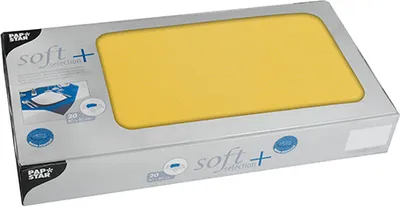 Produktbild von Papstar Mitteldecken gelb aus Vlies Serie Soft Selection 80 x 80 cm