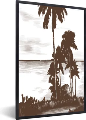Produktbild von MuchoWow® MuchoWow® Gerahmtes Poster Meer - Palme - Strand 60x90 cm - Poster mit zchwarzem Bilderrahmen - Kunst