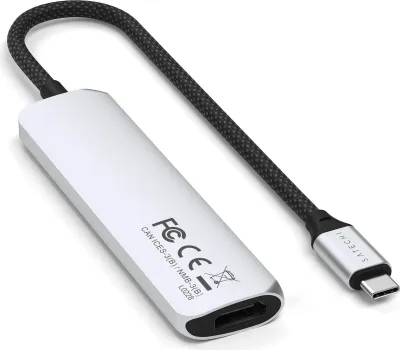 Image de Satechi USB-C 4-in-1 Slim multiport adapter (4K) – Entrée USB-C 3.2 Gen 2 – 1 x HDMI (4K à 60Hz) – Power Delivery jusqu'à 100W en entrée