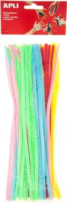 Produktbild von Apli - Chenilledraht, Blister mit 50 Stück in sortierten fluoreszierenden Farben