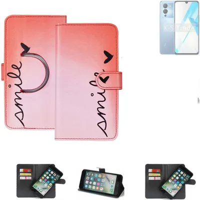 Produktbild von K-S-Trade Schutzhülle Handyhülle kompatibel mit Infinix Note 12 Hülle cover bookstyle Etui ''smile'' rot Standfunktion Kameraschutz (1Stk)