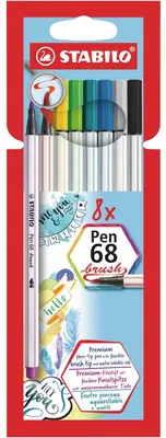 Image de Feutre haut de gamme STABILO à pointe pinceau pour des épaisseurs de trait variables - Pen 68 brush -…