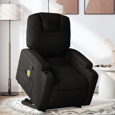 Produktbild von Cloris DesignMöbel Massagesessel mit Aufstehhilfe Schwarz Stoff , Klassische Sessel 2024 Neu