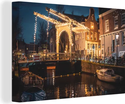 Produktbild von OneMillionCanvasses® - Leinwandbilder - 140x90 cm, Brücke in der Abenddämmerung, Wandbilder Kunstdruck Wanddekoration