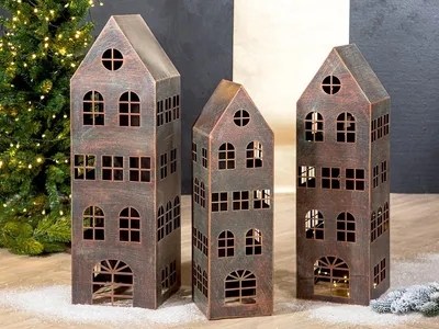 Produktbild von Gilde Metall Windlicht Haus Serie 3 68736