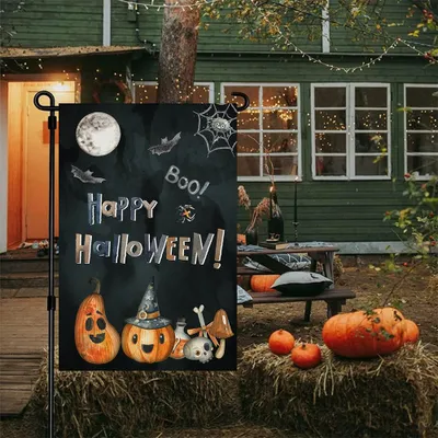 Produktbild von Halloween-Dekorationen, Halloween-Dekorationsfahnen, Halloween-Dekorationsfahnen mit dunklem Kürbiskopf, Hofdekorationen