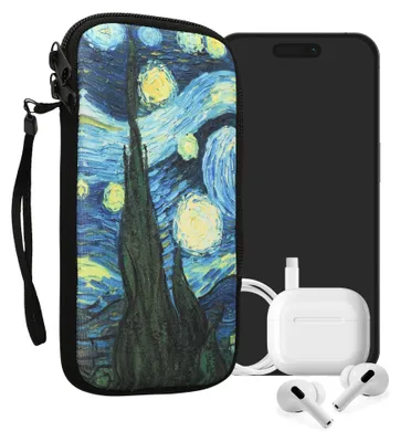 Produktbild von kwmobile Handytasche für Smartphones XXL - 7" - Neopren Handy Tasche Hülle Cover Case Schutzhülle - Klare Nacht Blau Gelb - 17,7 x 8,5 cm Innenmaße