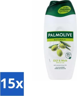 Produktbild von Palmolive Naturals Duschcreme – Olive & Milch – Natürliche Inhaltsstoffe – 250 ml - Vorteilspack - 15 Stücke