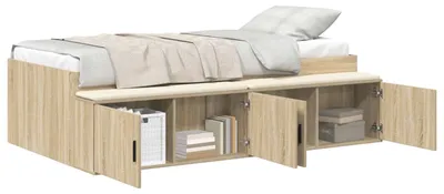 Obrázek produktu pro vidaXL Rám postele s úložným prostorem Sonoma dub 90 x 200 cm materiál na bázi dřeva