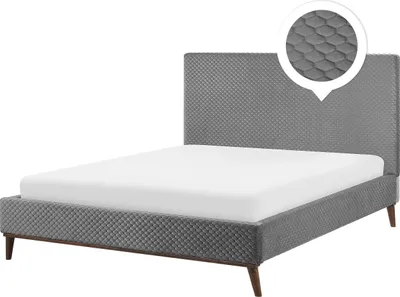 Obrázok produktu pre BELIANI Posteľ sivá zamatová 180 x 200 cm čalúnený rám postele s čelom moderný štýl spálňa