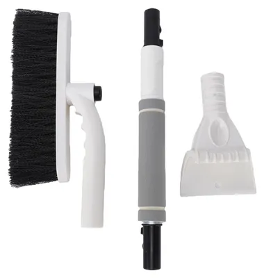 Image de Brosse à neige pour voiture, 25,59–31,5 pouces, grattoir à glace multifonction extensible pour pare-brise avec tête pivotante, pour déneiger les véhicules, gris,