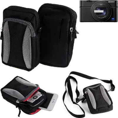 Produktbild von K-S-Trade Fototasche kompatibel mit Sony Cyber-shot DSC-RX100 VII Gürtel-Tasche Holster Umhänge Tasche Kameratasche, schwarz-grau Brust-Beutel