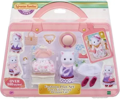 Image de Sylvanian Families Valisette de Mode, Grande Soeur Chat Persan, Accessoires et Vêtements