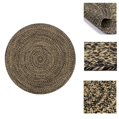 Produktbild von vidaXL Teppich Handgefertigt Jute Schwarz und Natur 120 cm -  Teppiche