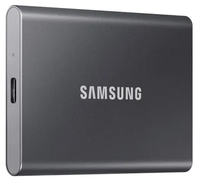 Produktbild von Samsung Portable SSD T7, 2 TB, USB Typ-C, 3.2 Gen 2 (3.1 Gen 2), 1050 MB/s, Passwortschutz, Grau