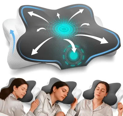 Produktbild von Orthopädisches Nackenstützkissen bei Nackenschmerzen aus hochwertigem Memory Foam - Ergonomisches Nackenkissen - Kopfkissen für Seiten-, Rücken- & Bau