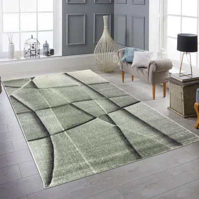 Image de Tapis de salon moderne Élégant, facile d'entretien & résistant avec des motifs géométriques en vert Taille - 120 x 170 cm