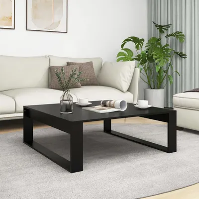 Zdjęcie produktu dla Maison Exclusive – stolik kawowy czarny 100 x 100 x 35 cm materiał drewnopochodny
