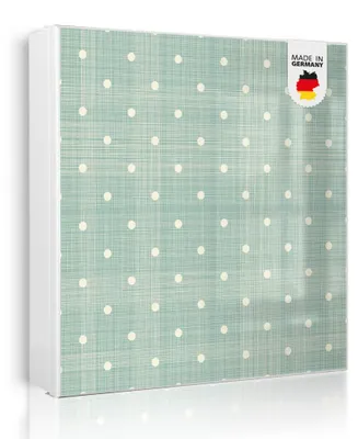 Produktbild von banjado Schlüsselkasten aus Metall, 30x30cm groß mit 32 Haken, als Magnettafel nutzbar, Korpus weiß, Anschlag rechts, Punkte Lindgrün [SKGW1 12152]
