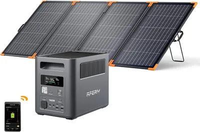 Produktbild von AFERIY P180 1800 W 1024 Wh Powerstation mit bifazialem 400 W Solarpanel, 9 Ausgänge, für Camping und Zuhause