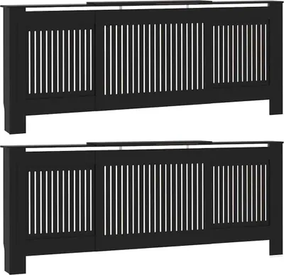 Image de vidaXL Couverture de radiateur 2 pcs Noir 205 x 20,5 x 81,5 cm