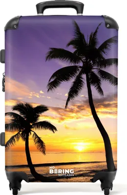 Produktbild von NoBoringSuitcases.com® Großer Koffer - Palmen bei Sonnenuntergang - Kombinationsschloss TSA - Hartschalen Trolley 4 Rollen - 72 liter - Reisekoffer - 66 cmKoffer Mittelgroß 67x43x25 cm, 72L,