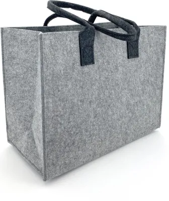 Produktbild von heimtexland ® Allzweck Filztasche Shopper Tragetasche Filz Einkaufstasche Einkaufskorb Kaminholz Korb Aufbewahrung XL Tasche Typ717 Grau-Anthrazit 42x33