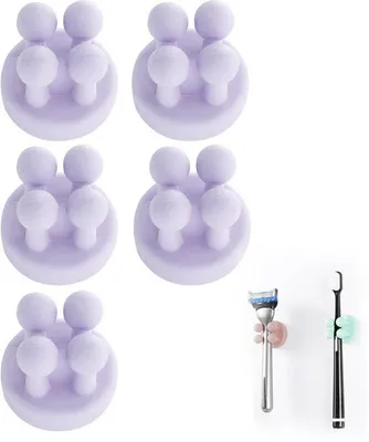 Produktbild von Zayin 5er-Pack Silikon-Zahnbürstenhalter, Rasierklingenhalter, Multifunktionshaken, wasserdichter selbstklebender Zahnbürstenhaken, Steckdosenhalter für die Wand, Badezimmer, Küche, Wohnzimmer, Büro