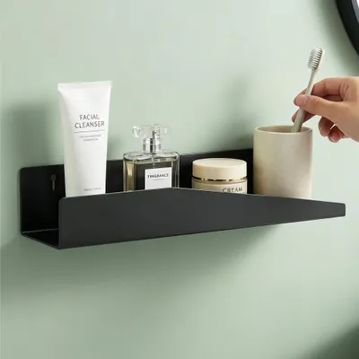 Produktbild von Mai & Mai Duschablage zum Bohren oder Kleben, Duschregal Badezimmerablage 50cm, Shampoo Halterung für Dusche, Badezimmer Organizer Schwarz Reglo-15