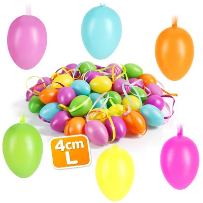 Produktbild von com-four® 48x Ostereier zum Aufhängen 4 cm - Pastellfarbene Osterdeko