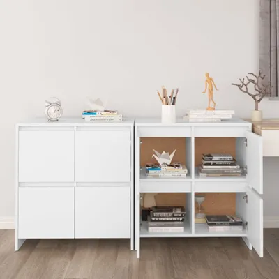 Produktbild von The Living Store Sideboards 2 Stk. Weiß 70x41x75 cm Holzwerkstoff