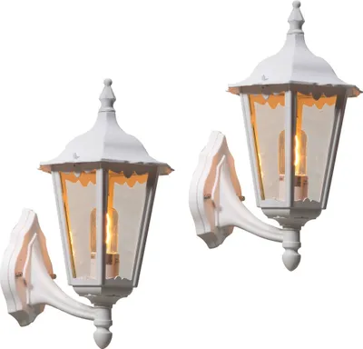 Produktbild von 2er-Set Wandleuchten FIRENZE, vierstrebig, E27, Aluminium weiß, IP43
