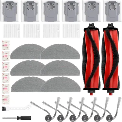 Produktbild von 32-teiliges Zubehör für Roborock Q7 M5+/Q7 L5+/Q7 L5/Q7 M5 Saugroboter, 2 Hauptbürsten, 4 Filter, 6 Wischtücher, 6 Staubbeutel, 6 Seitenbürsten, 6 Flach-Duftstein, 1 Reinigungsbürste