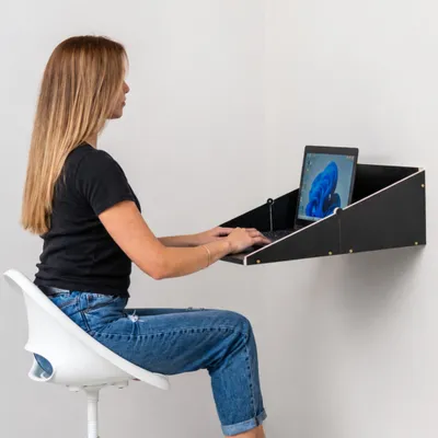 Produktbild von leg&go Wandsekretär 2in1, Wandklapptisch & Wandregal, Klappbarer Wandschreibtisch, Platzsparender Schreibtisch, Schwarz