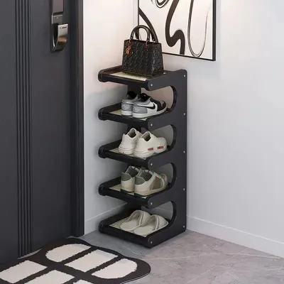 Produktbild von STUNQ® Mehrschichtiges Schuhregal – Klein & Schmal, Einfacher Schuhschrank, Aufbewahrungsregal für Flur & Schlafzimmer