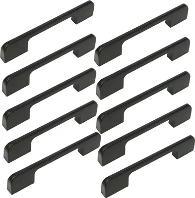 Immagine prodotto di set di 10 maniglie per mobili nero opaco da 96 mm - Soluzione di design classica e moderna per armadi e cassetti in alluminio resistente