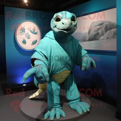 Immagine prodotto di Personaggio del costume della mascotte REDBROKOLY della tartaruga marina verde acqua vestito con una copertura e gemelli