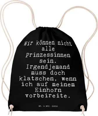 Produktbild von Mr. & Mrs. Panda Beutel Rucksack Wir können nicht alle... - Schwarz - Geschenk, Turnbeutel, wander, Baumwolltasche, Einhorn, witzig, Freunde, gymnastiktasche, Einhörner