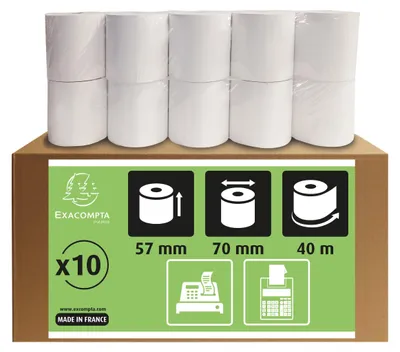 Produktbild von Exacompta 5770120V 10er Pack Kassenrollen, 1-lagig Offset(holzfrei) standard, Br