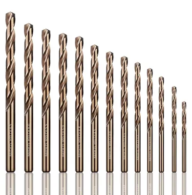 Immagine prodotto di Set di punte a spirale in metallo, M35, in acciaio ad alta velocità (HSS) con cobalto, 13 pezzi, da 1,5 mm a 6,5 mm, per acciaio inossidabile, legno e plastica