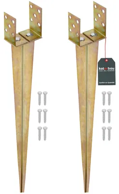 Bodenanker-Set 2 Stück, Pfostenträger 0-125 mm, verzinkter Stahl, 70 cm