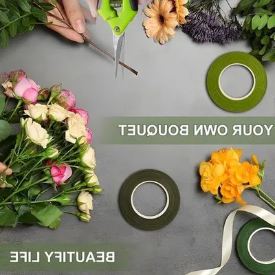 Obrázok produktu pre Sada pozostávajúca z 3 roliek kvetinárskej pásky a 1 páru záhradníckych nožníc, vhodná na aranžovanie kvetov, svadby a projekty typu „urob si sám“