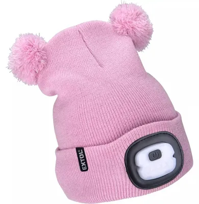 Imagen del producto de Extol Light 43458: Casita con linterna frontal, 4x25 lúmenes, carga USB, color rosa con purpurina y pompones, para niños