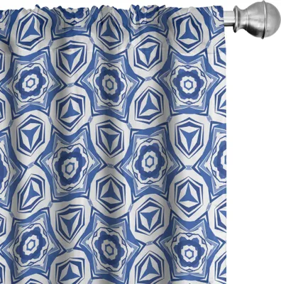 Produktbild von ABAKUHAUS Blauer Mandala Vorhänge, Gardinen, Stern-Mandala Formen Hexagonal Design Geometrisches Mosaik, 2 Stück 75 x 175 cm, Marineblau Violettblau